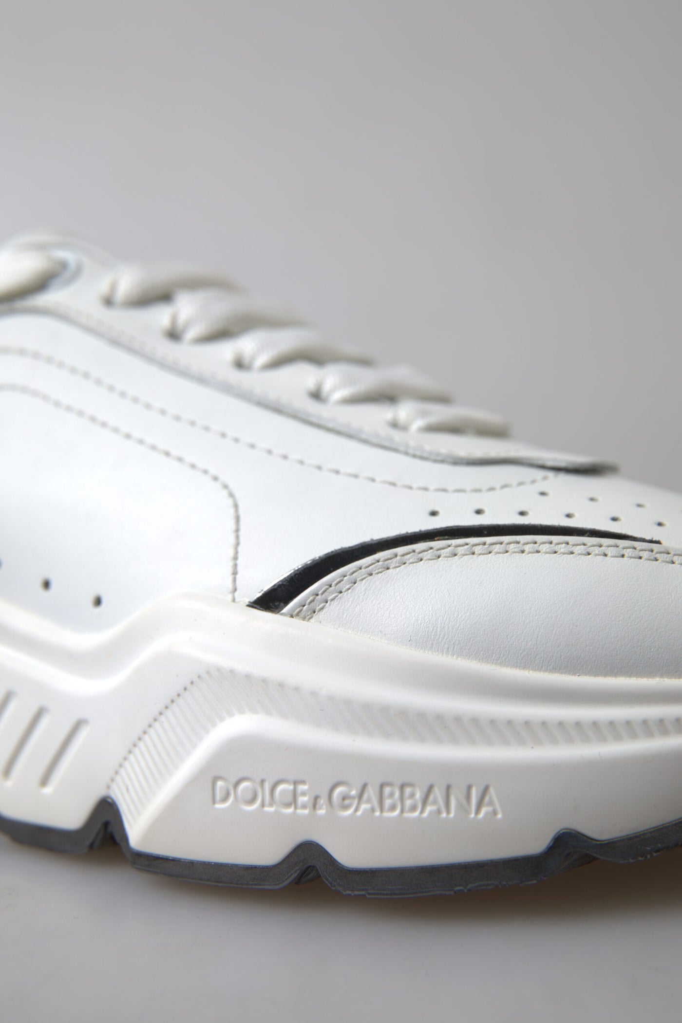Dolce & Gabbana White Silver Leather Daymaster Womens
