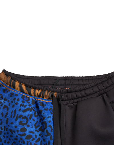 Dolce & Gabbana Black Tiger Print Cargo Jogger Pants