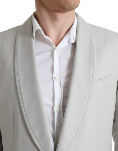 Dolce & Gabbana Silver Wool Silk 2 Piece Slim Fit Suit