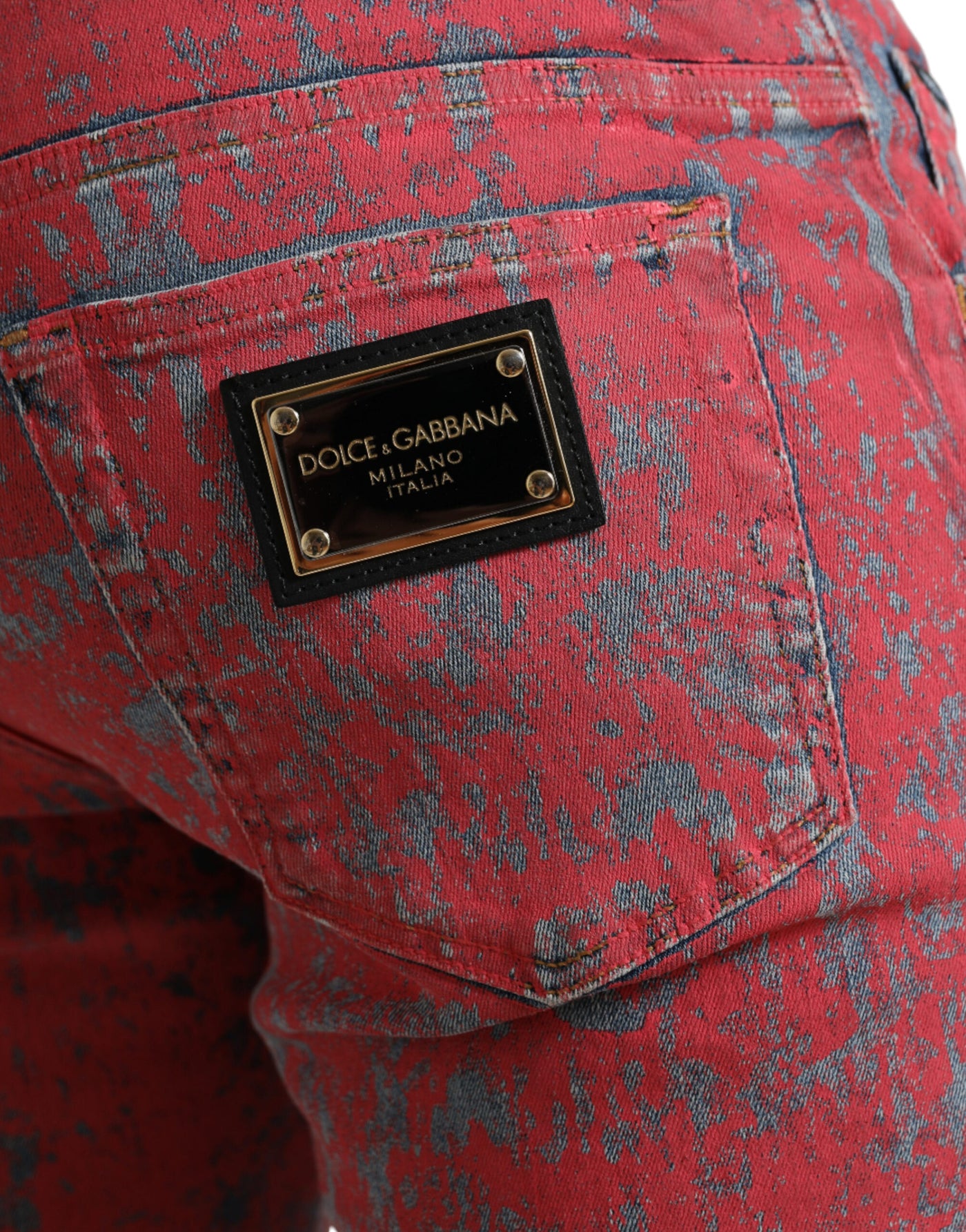 Dolce & Gabbana Red Cotton Dye Slim Fit Men Denim Jeans