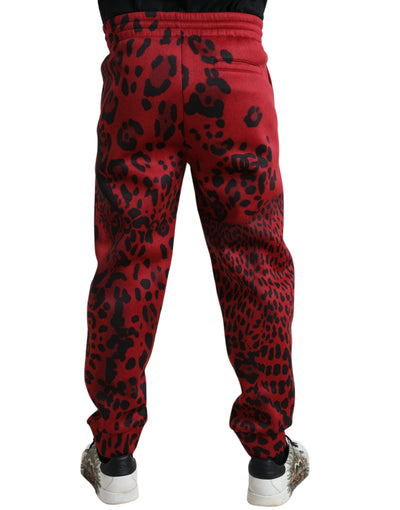 Dolce & Gabbana Red Black Leopard Stretch Jogger Pants