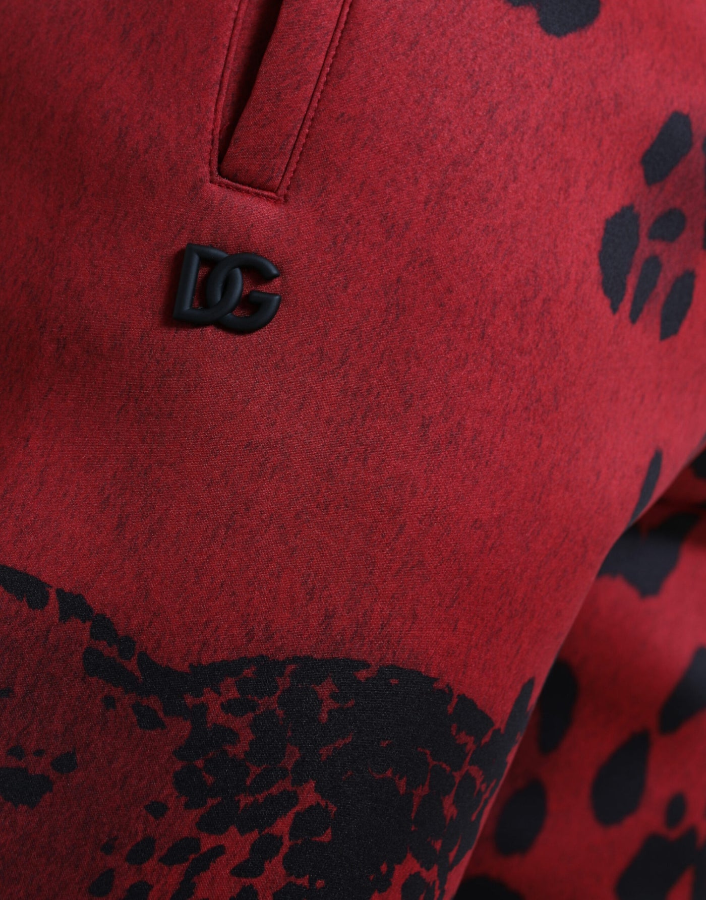 Dolce & Gabbana Red Black Leopard Stretch Jogger Pants