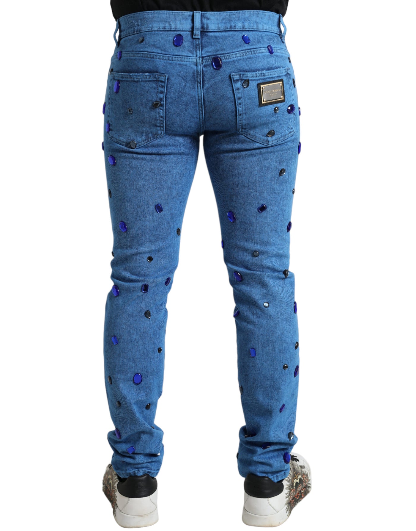 Dolce & Gabbana Blue Crystal Embellished Skinny Denim Jeans