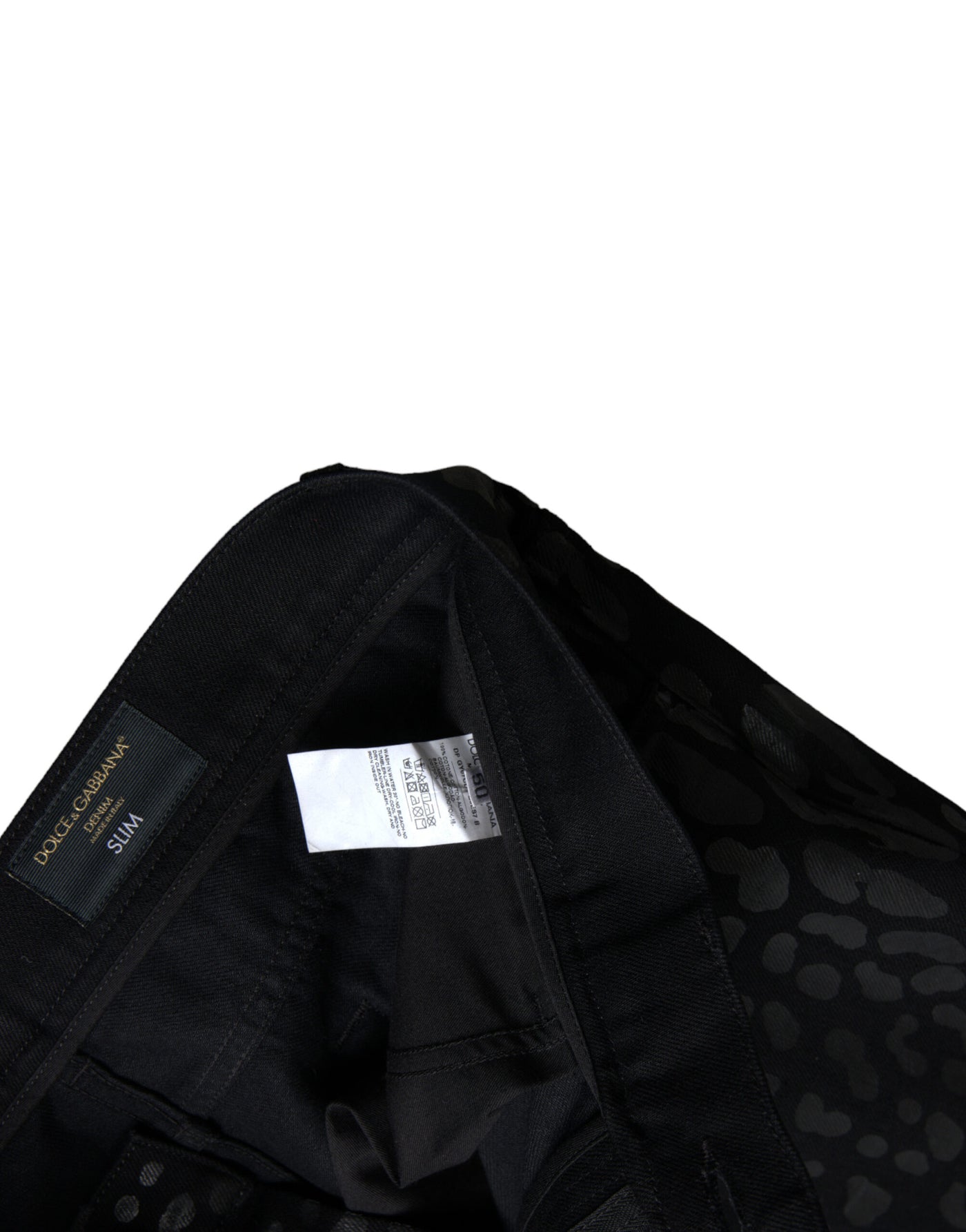 Dolce & Gabbana Black Silver Patterned Slim Cotton Jeans