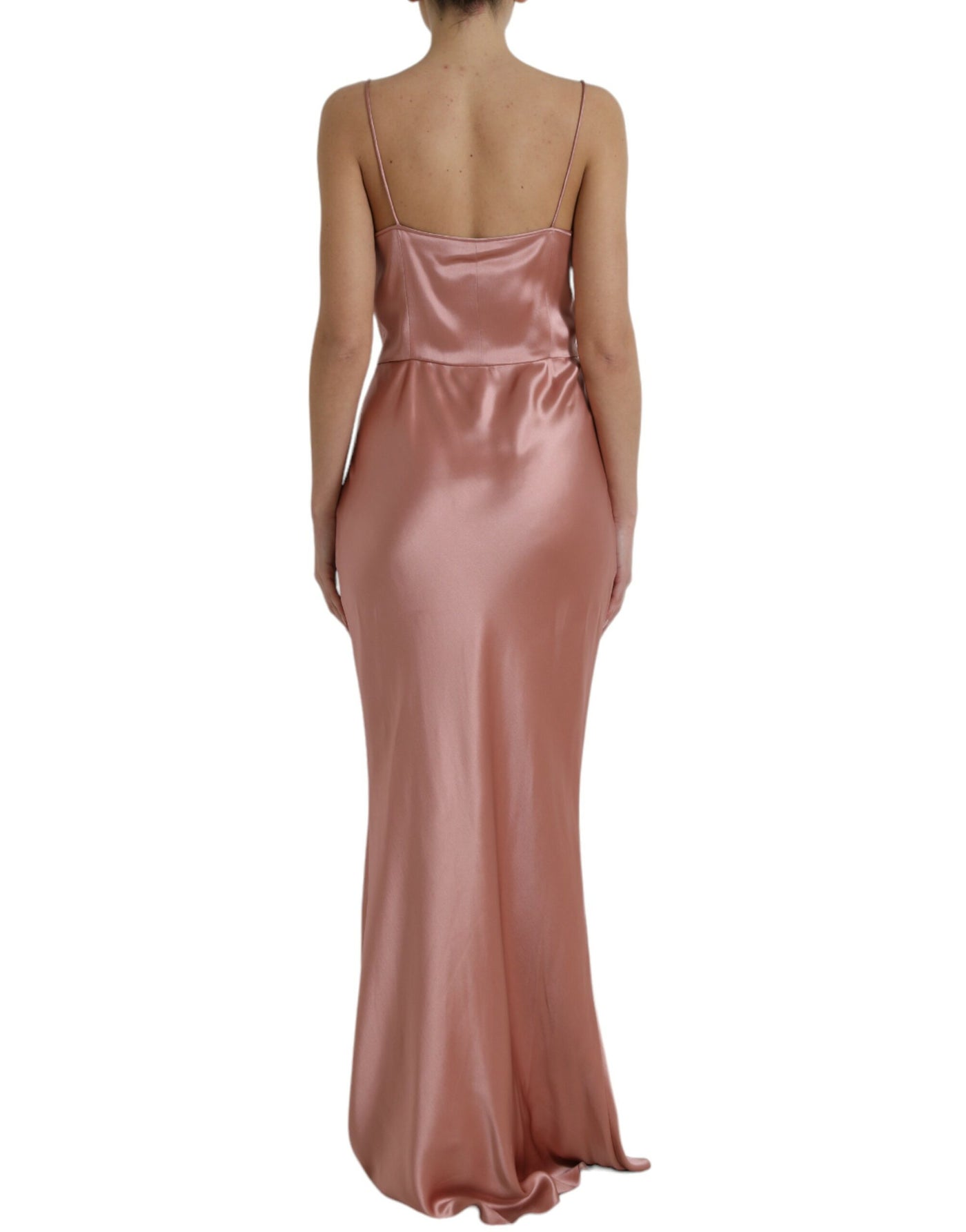 Dolce & Gabbana Pink Silk Spaghetti Straps Long Gown Dress