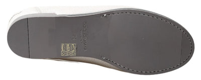 Dolce & gabbana Light Gray Leather Loafer Slip On Mocassin Shoes