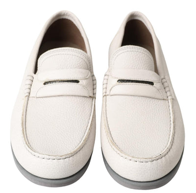 Dolce & gabbana Light Gray Leather Loafer Slip On Mocassin Shoes