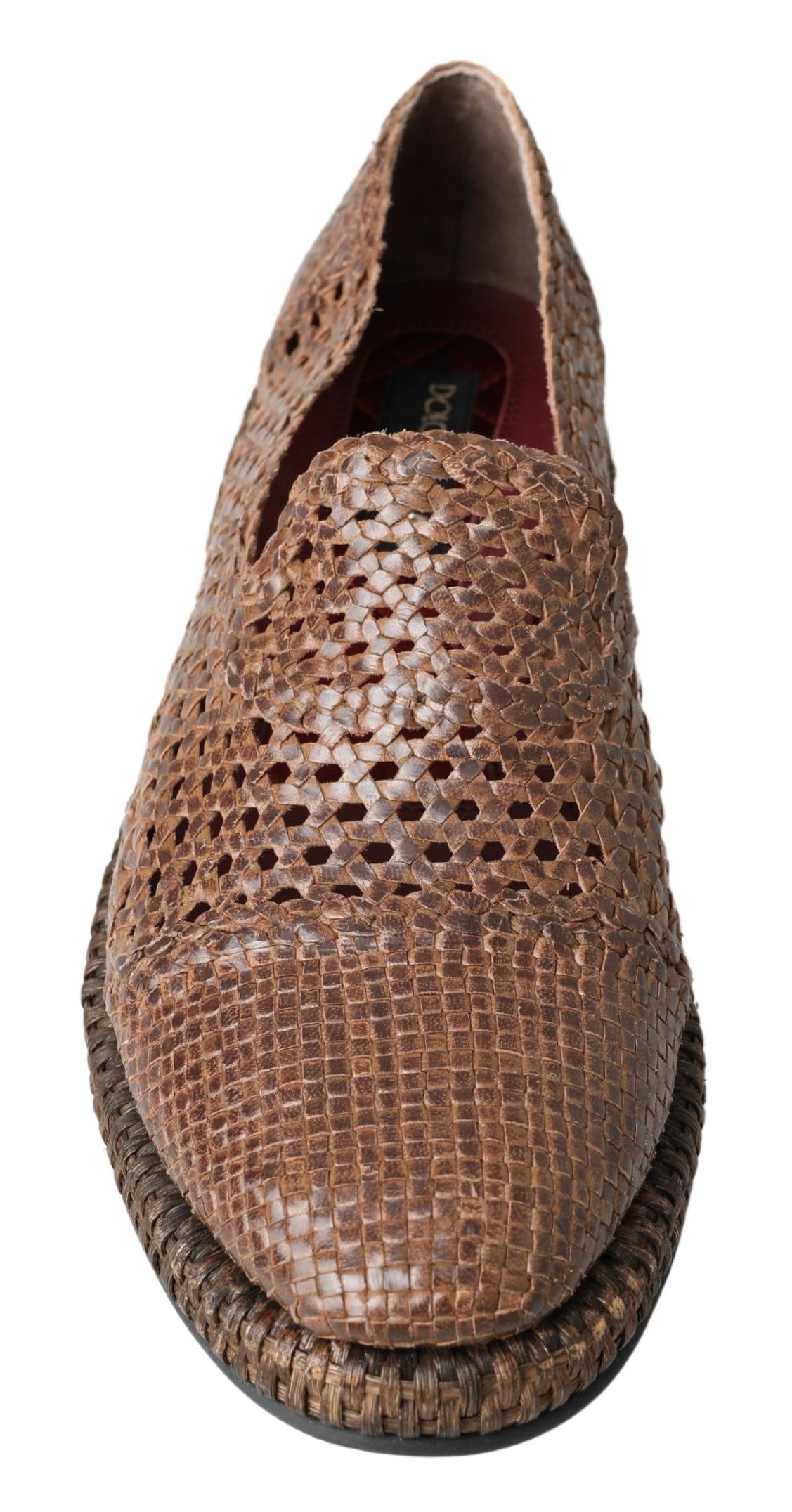 Dolce & Gabbana Brown Woven Leather Loafers Casual