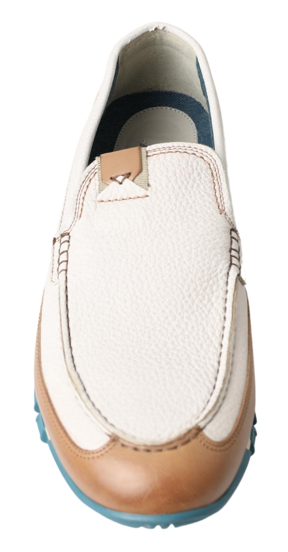 Dolce & Gabbana White Leather Loafers Moccasins Shoes