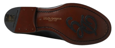 Dolce & Gabbana Black Leather Slipper Loafers Stitched Shoes