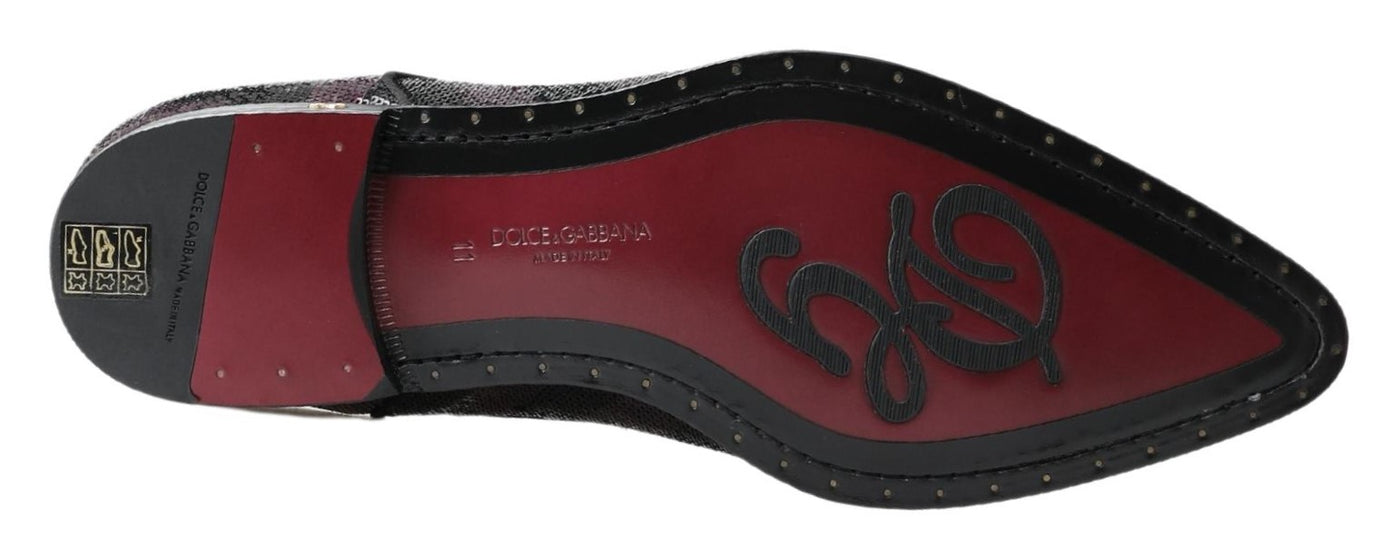 Dolce & gabbana Black Bordeaux Sequin Chevron Men Derby Shoes