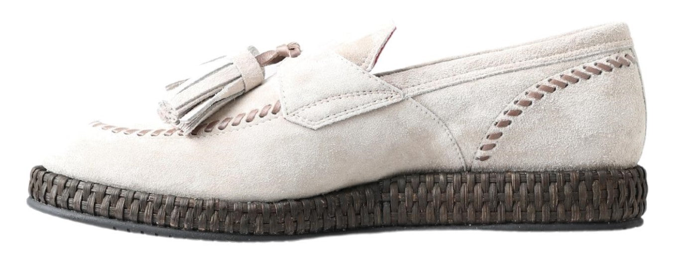 Dolce & gabbana Ivory Suede Leather Men Espadrille Shoes