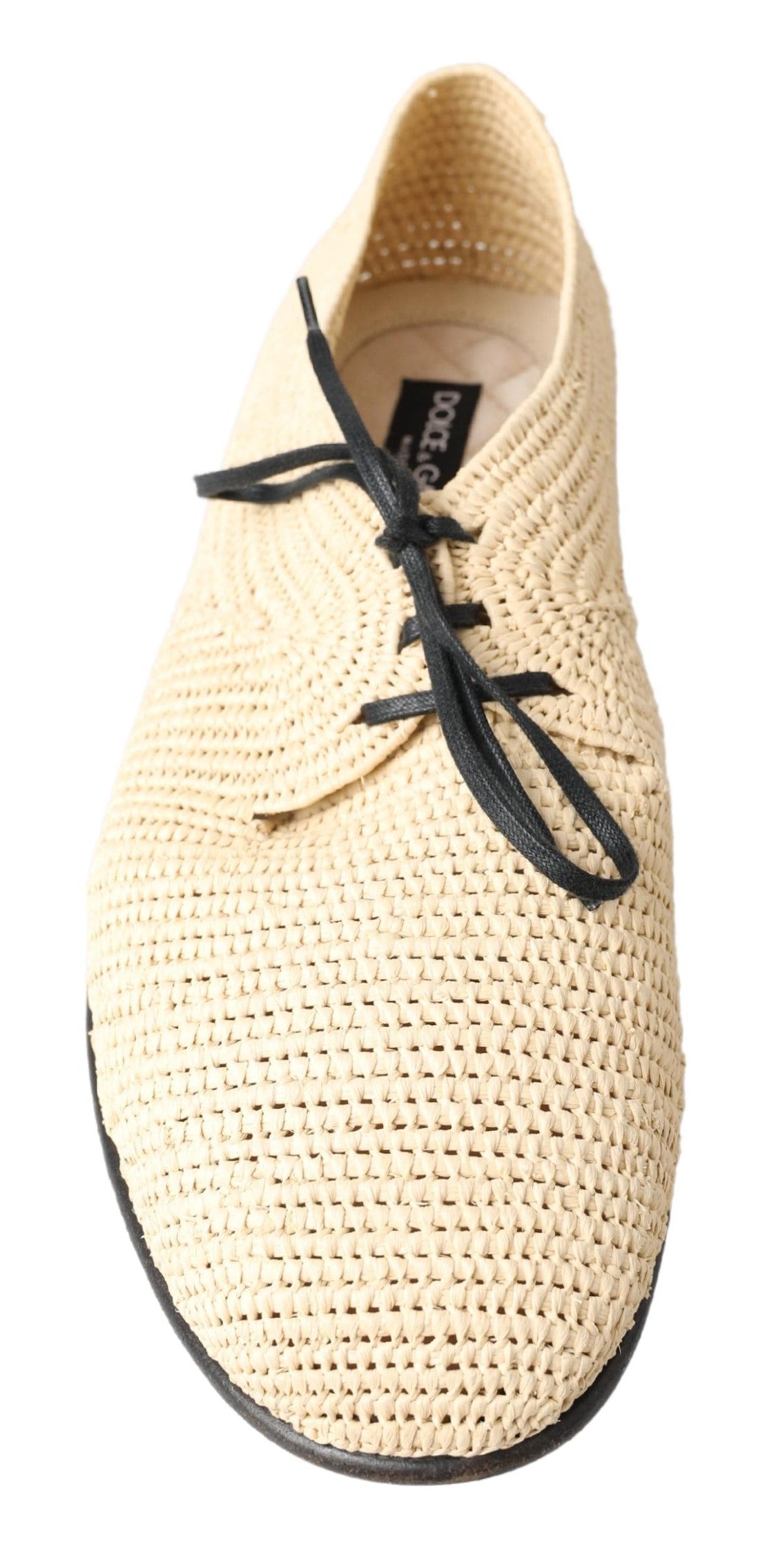 Dolce & gabbana Beige Woven Lace Up Casual Derby Shoes