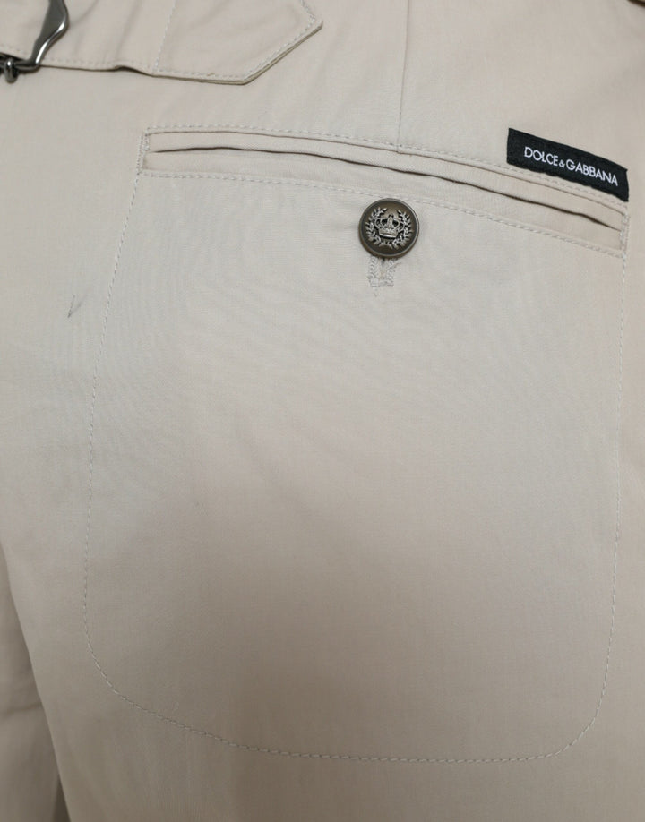 Dolce & Gabbana Beige Cotton High Waist Tapered Pants