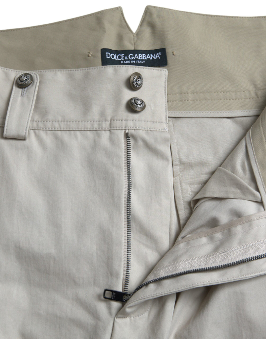 Dolce & Gabbana Beige Cotton High Waist Tapered Pants