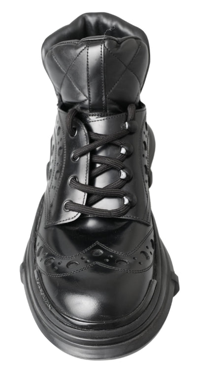 Dolce & Gabbana Black Leather Ankle Casual Boots
