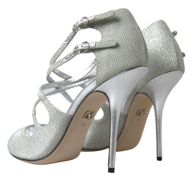 Dolce & Gabbana Silver Shimmers Sandals Heel Pumps Shoes