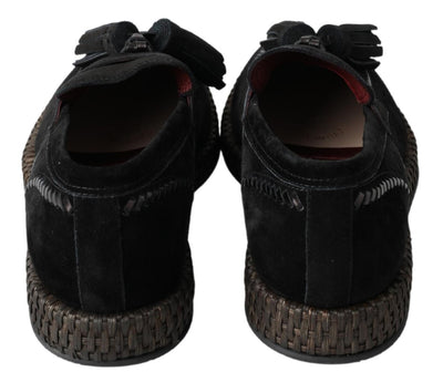 Dolce & gabbana Black Suede Leather Casual Espadrille Shoes