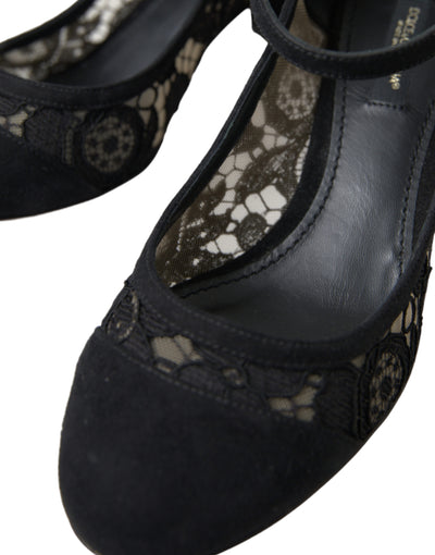 Black Mary Jane Taormina Lace Pumps Shoes