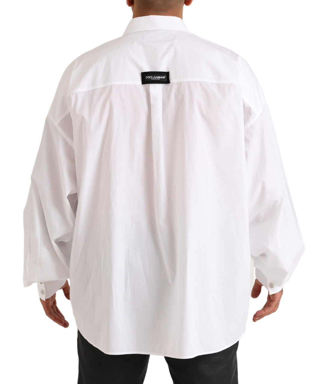 Dolce & Gabbana White Logo Cotton Casual Long Sleeves Shirt