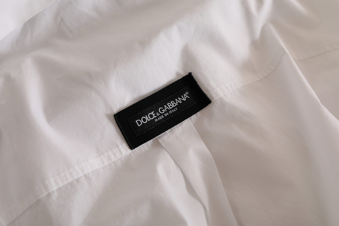 Dolce & Gabbana White Logo Cotton Casual Long Sleeves Shirt