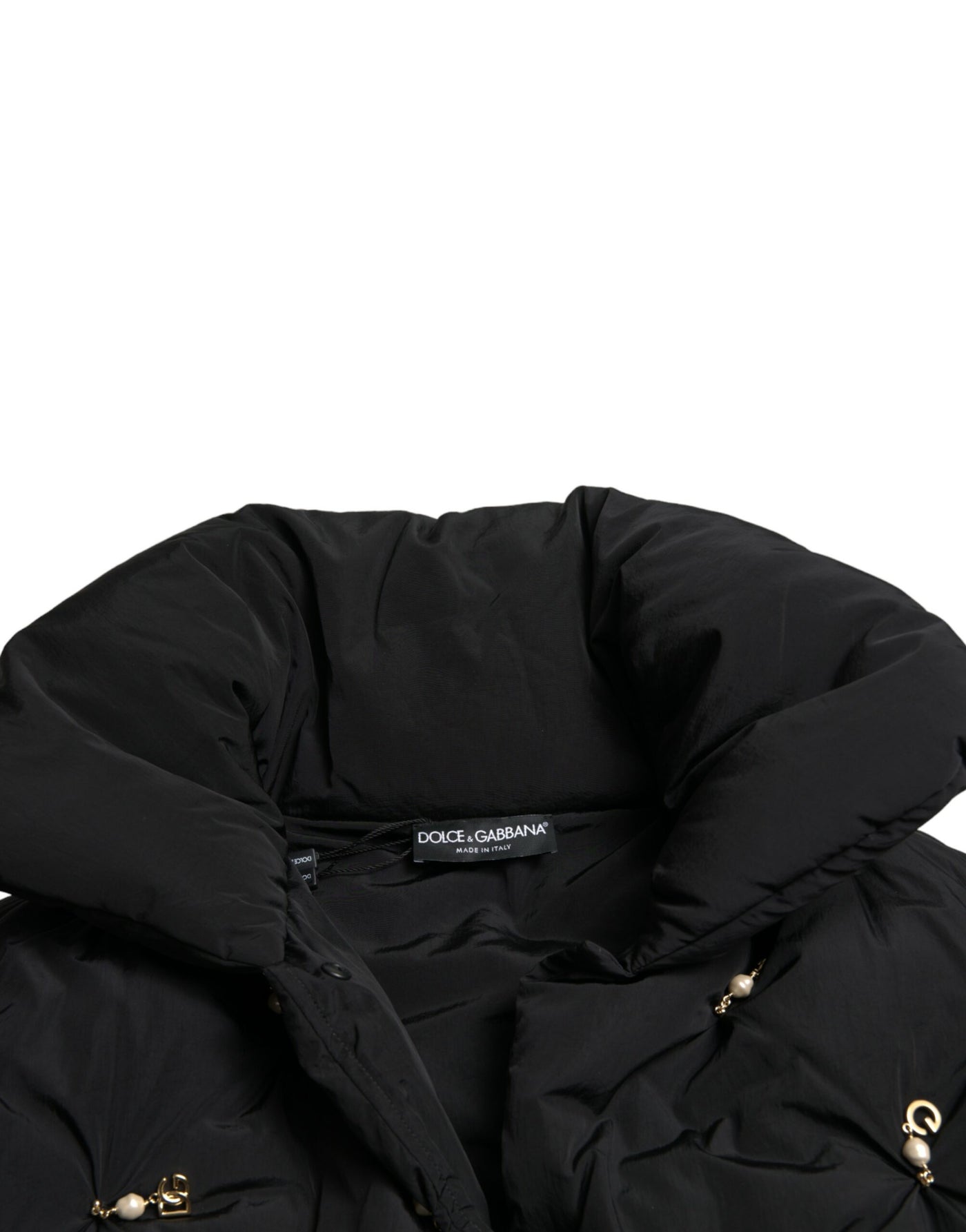 Dolce & Gabbana Black Embellished Quilted Shell Bomber Jacket