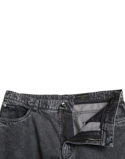 Dark Gray Cotton Straight Fit Men Denim Jeans