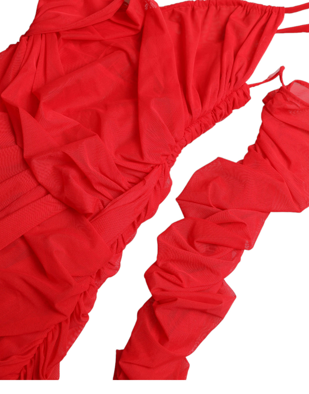 Dolce & Gabbana Red Nylon Stretch Cut Out Midi Dress
