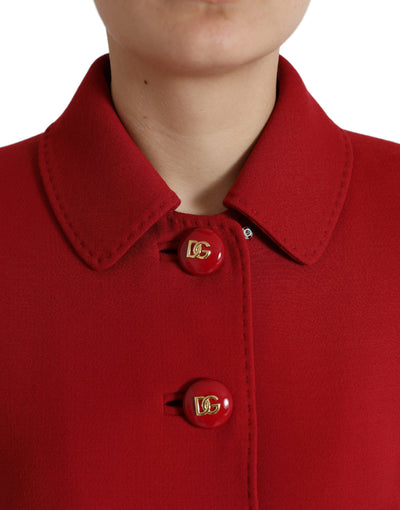 Dolce & Gabbana Red Wool Cropped Short Button Coat Jacket