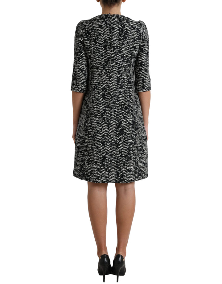Dolce & Gabbana Black Chevron Polyester Shift Mini Dress