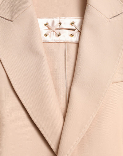 Dolce & Gabbana Beige Cotton Single Breasted Long Coat Jacket