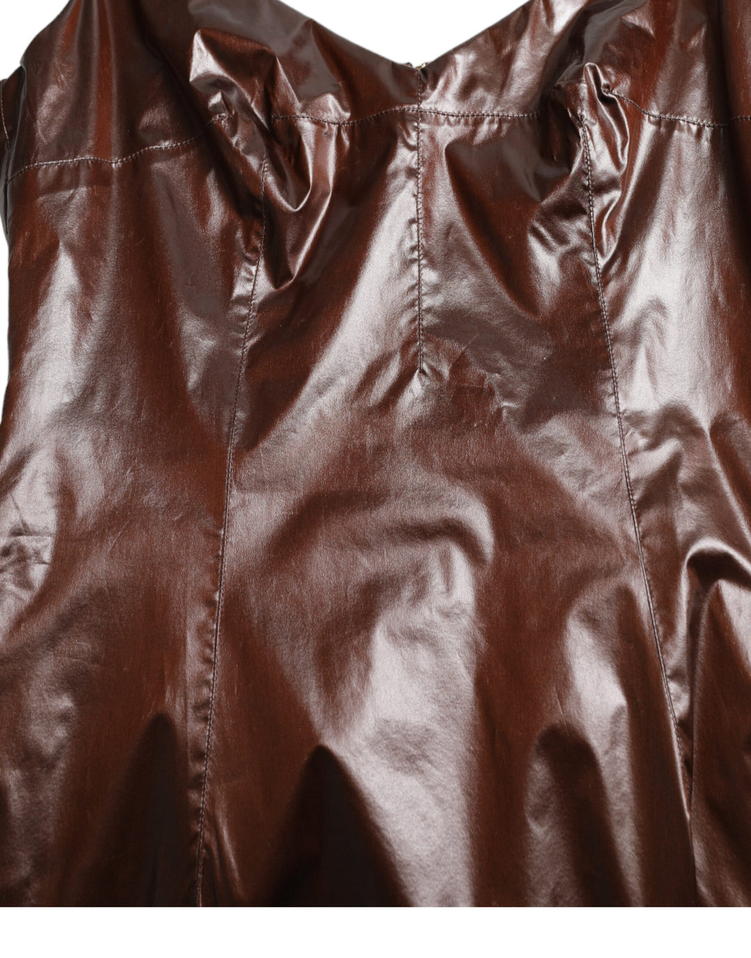 Dolce & Gabbana Brown Shiny Silk Sheath Sleeveless Bodycon Midi Dress