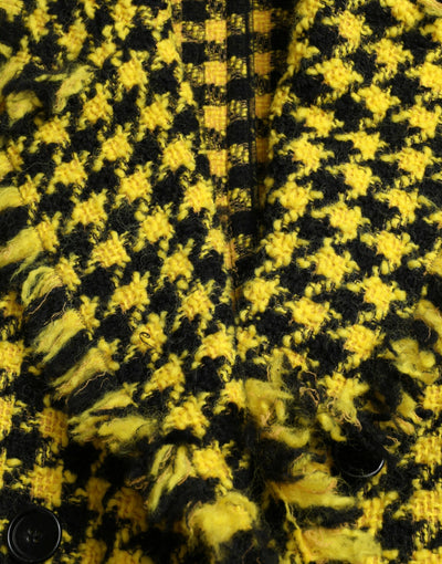 Dolce & Gabbana Yellow Houndstooth Long Sleeve Coat Jacket