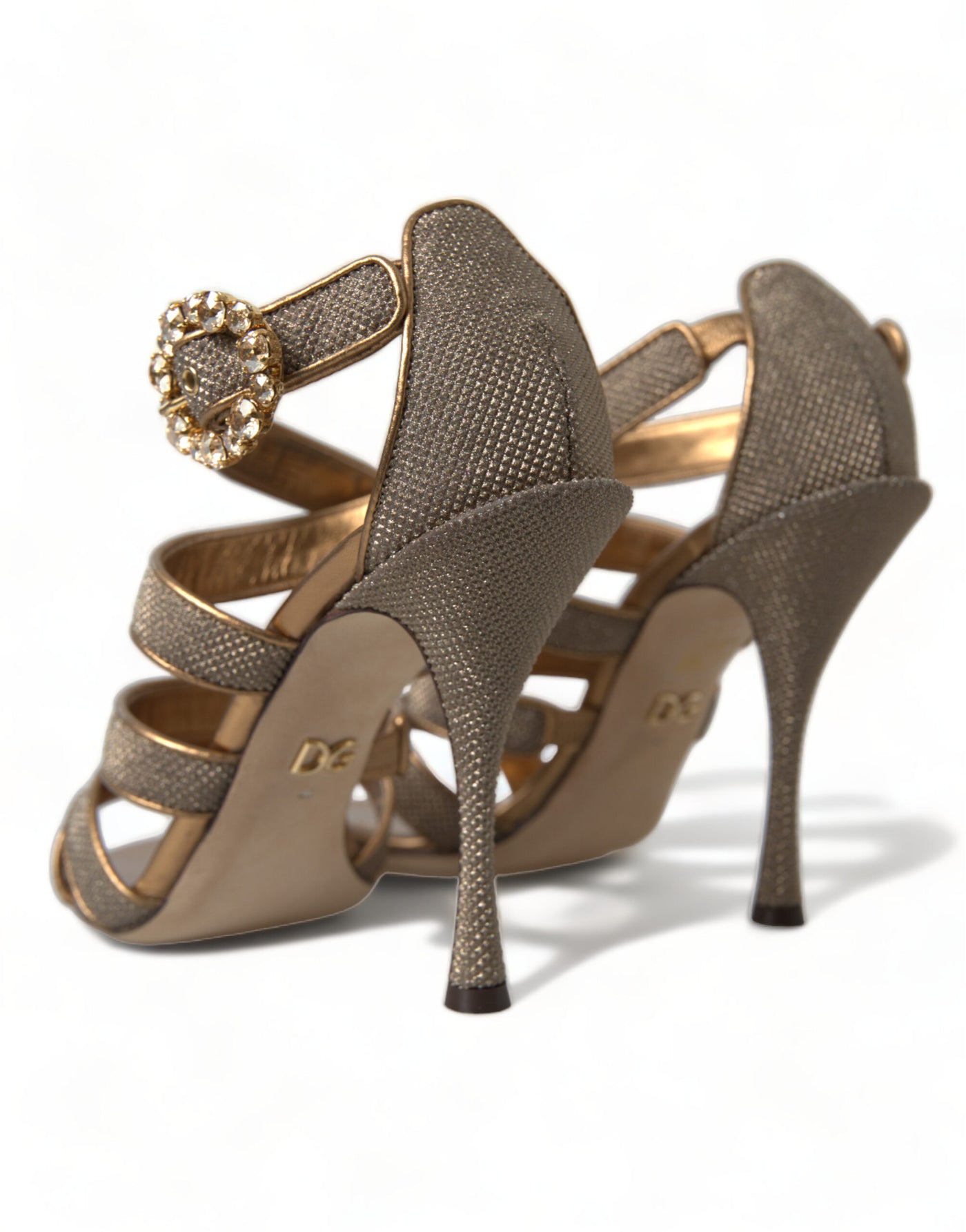 Bronze Crystal Strap Heels Sandals Shoes