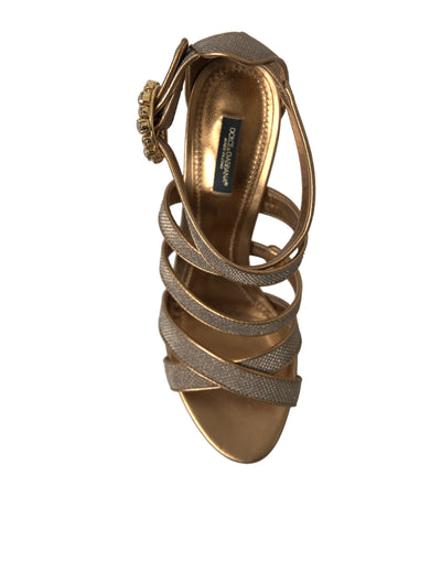 Bronze Crystal Strap Heels Sandals Shoes