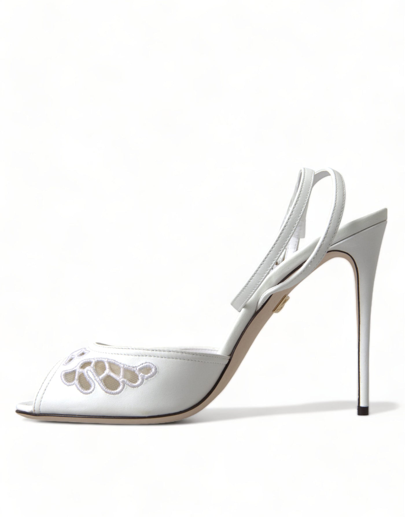 White Embroidered Ankle Strap Sandals Shoes