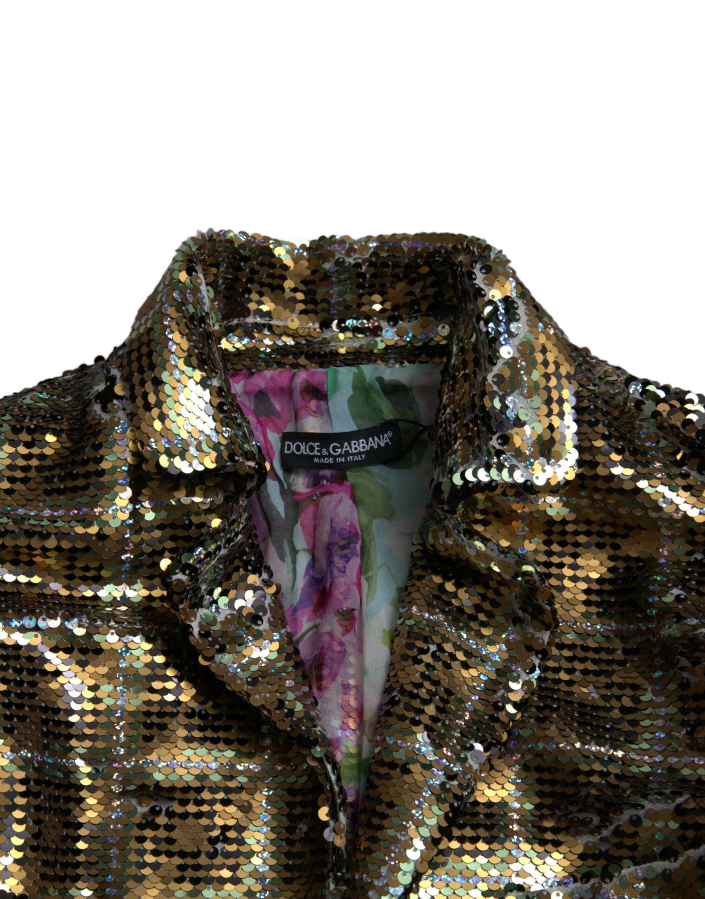 Dolce & Gabbana Multicolor Polyester Sequined Cropped Jacket