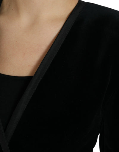 Dolce & Gabbana Black Velvet Cotton Double Breasted Jacket