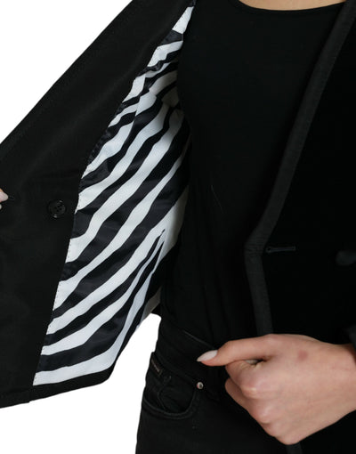 Dolce & Gabbana Black Velvet Cotton Double Breasted Jacket