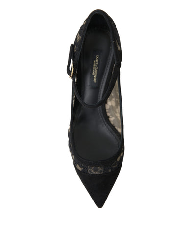 Black Viscose Taormina Lace Pumps Shoes