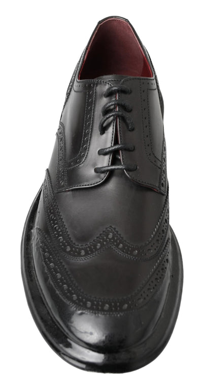 Dolce & gabbana Black Leather Oxford Wingtip Formal Derby Shoes