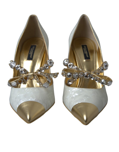 White Mary Jane Crystal Pearl Pumps Shoes