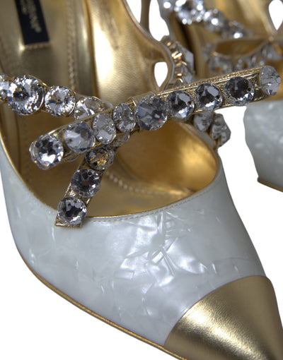 White Mary Jane Crystal Pearl Pumps Shoes