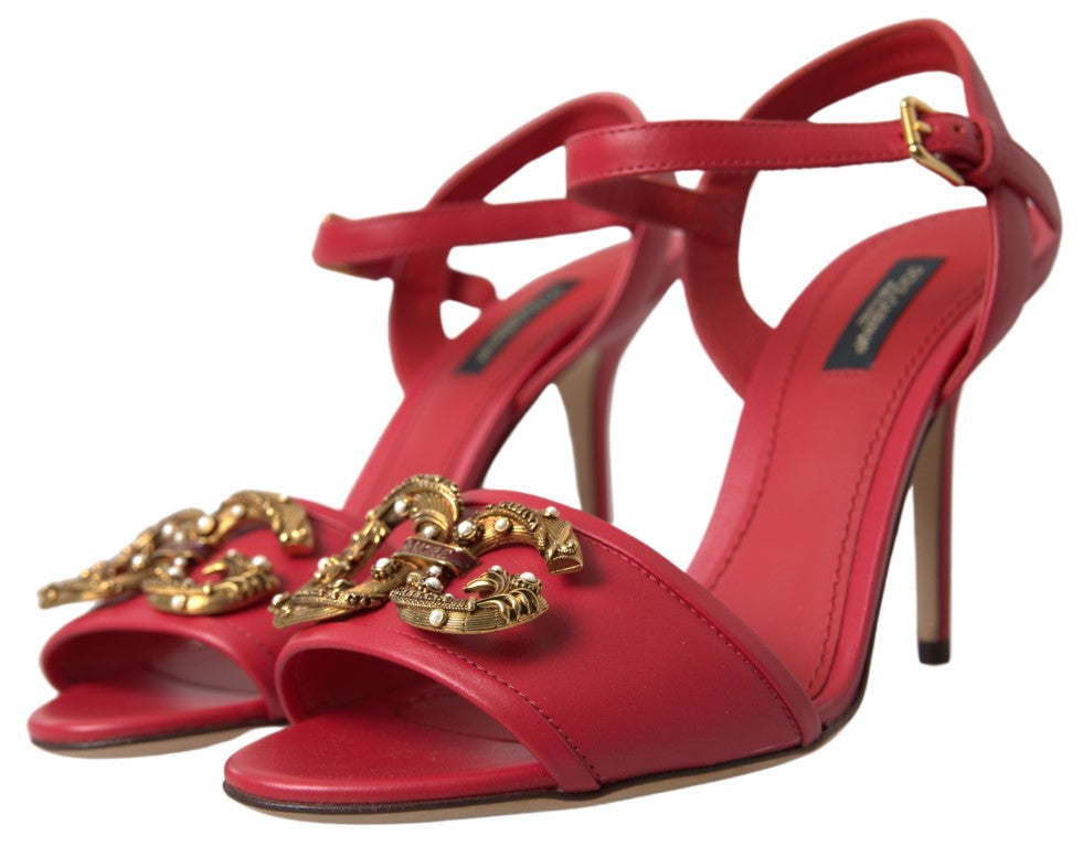 Dolce & Gabbana Red Ankle Strap Stiletto Heels Sandals Shoes