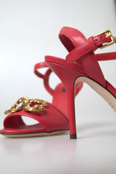 Dolce & Gabbana Red Ankle Strap Stiletto Heels Sandals Shoes