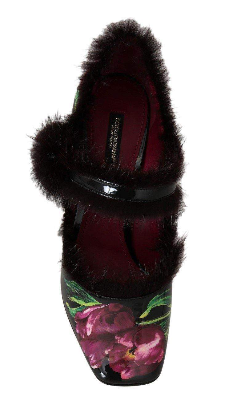 Dolce & Gabbana Black Leather Purple Tulip Mink Fur Pumps #women, Black, Brand_Dolce & Gabbana, Catch, Dolce & Gabbana, EU35/US4.5, EU36.5/US6, EU36/US5.5, feed-agegroup-adult, feed-color-black, feed-gender-female, feed-size-US4.5, Gender_Women, Kogan, Pumps - Women - Shoes, Shoes - New Arrivals at SEYMAYKA