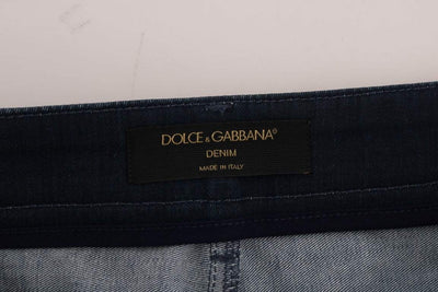 Dolce & Gabbana Blue Short striped Mini Denim Skirt Blue, Dolce & Gabbana, feed-1, IT42|M, Skirts - Women - Clothing, Women - New Arrivals at SEYMAYKA