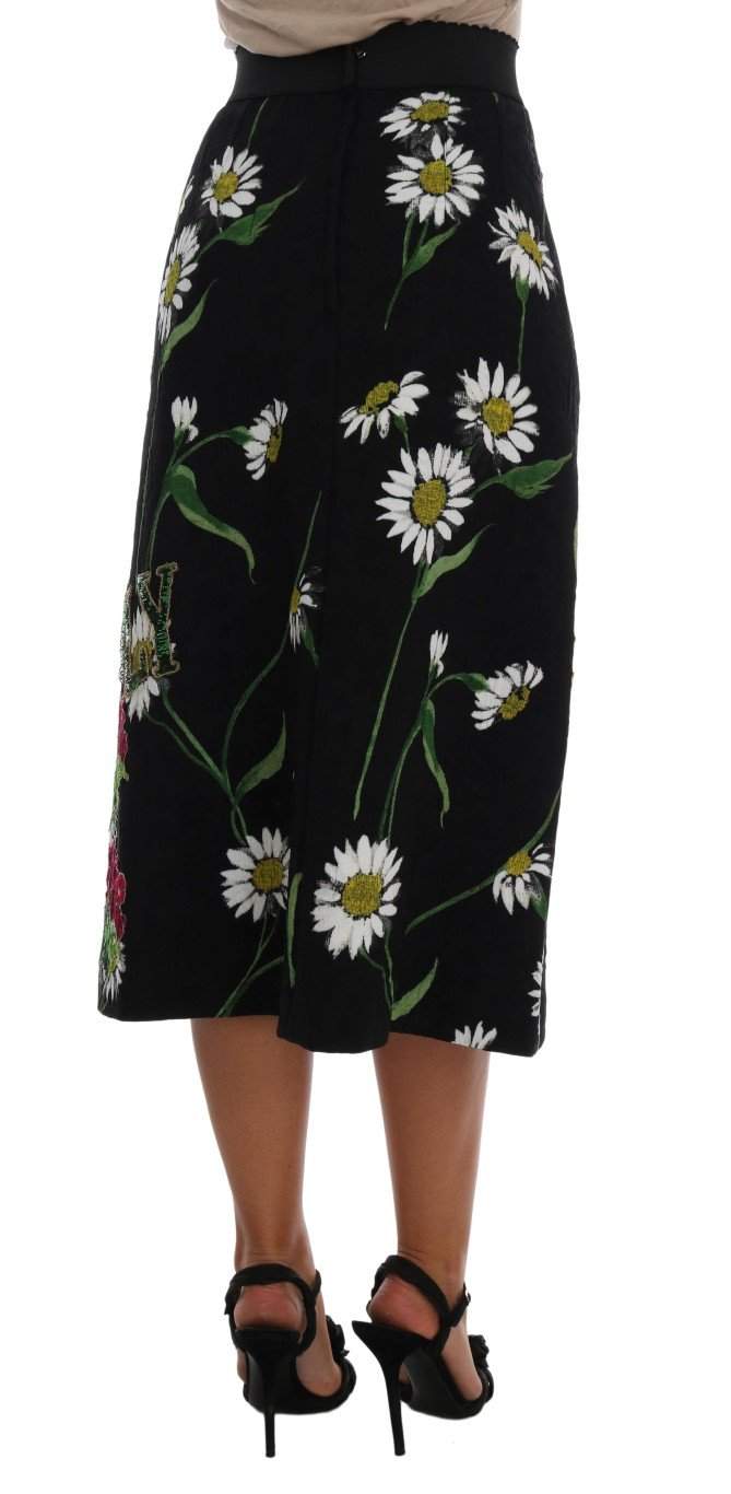 Dolce & Gabbana Black Embellished Daisy Brocade Skirt #women, Brand_Dolce & Gabbana, Catch, Dolce & Gabbana, feed-agegroup-adult, feed-color-multicolor, feed-gender-female, feed-size-IT36|XXS, feed-size-IT38|XS, feed-size-IT40|S, feed-size-IT42|M, feed-size-IT44|L, Gender_Women, IT36|XXS, IT38|XS, IT40|S, IT42|M, IT44|L, Kogan, Multicolor, Skirts - Women - Clothing, Women - New Arrivals at SEYMAYKA