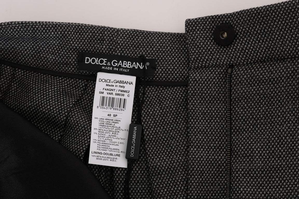 Dolce & Gabbana Gray Wool High Waist Mini Shorts Dolce & Gabbana, feed-1, Gray, IT40|S, Shorts - Women - Clothing, Women - New Arrivals at SEYMAYKA
