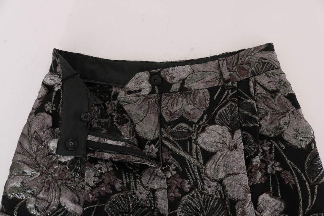 Dolce & Gabbana Gray Floral Brocade High Waist Shorts Dolce & Gabbana, feed-1, Gray, IT40|S, Shorts - Women - Clothing, Women - New Arrivals at SEYMAYKA